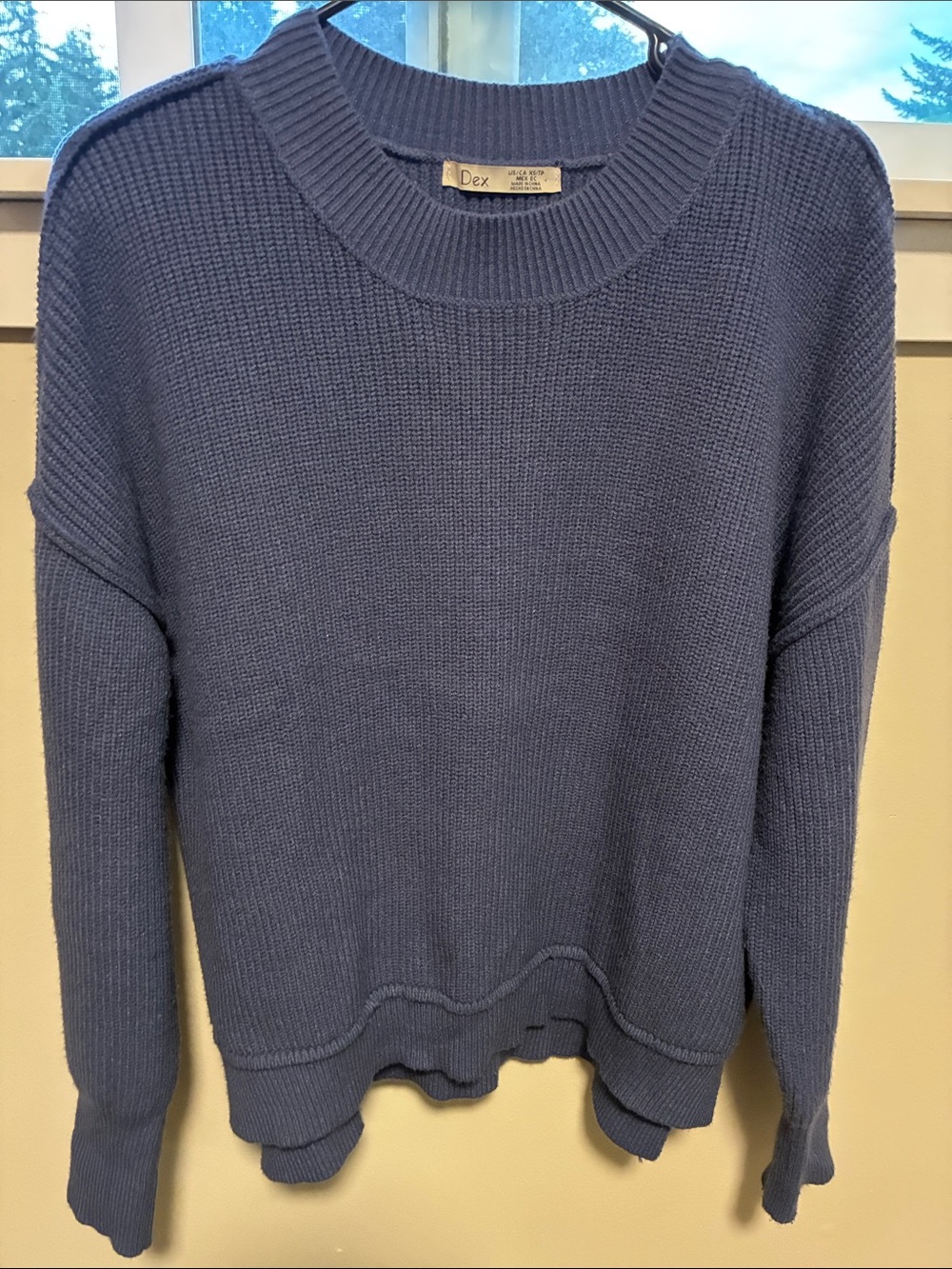 Dex Blue Ribbed Crewneck Sweater